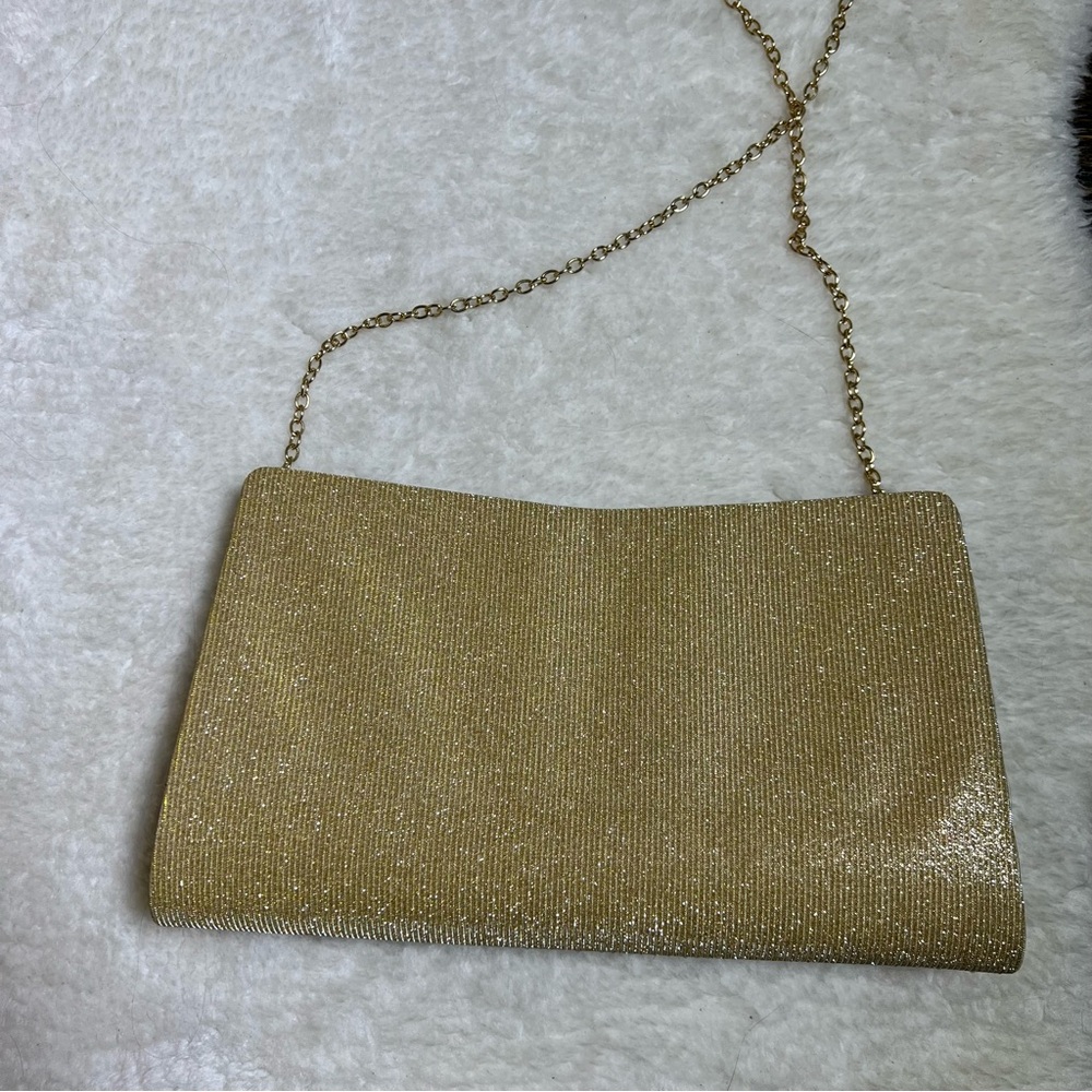 Gunne Sax by Jessica McClintock Gold Rhinestone Kacie Clutch Crossbody Bag - Picture 7 of 13